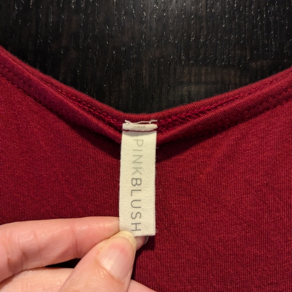 PinkBlush Burgundy Solid Off Shoulder Maternity Maxi Dress - Sz Small - Picture 5 of 5